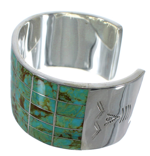 Sterling Silver Turquoise Inlay Southwest Cuff Bracelet CX49526